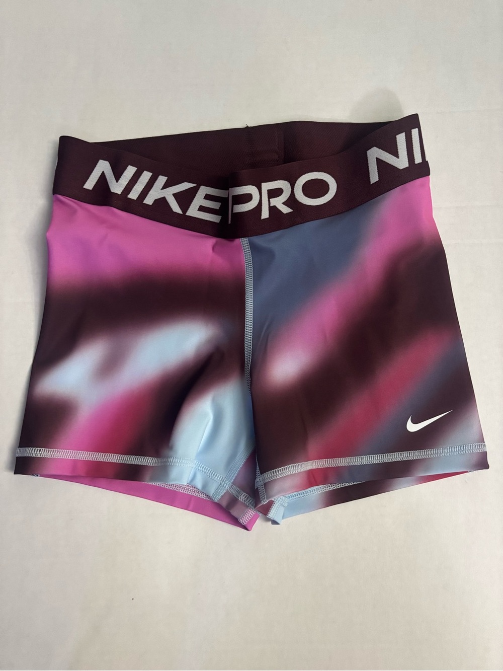 New! Women’s Nike Pro Training Shorts 3” Light Blue /burgundy/pink